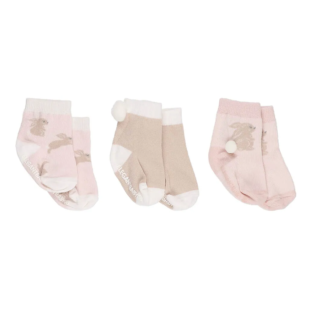 3 Pack Non-Slip Socks Bunny