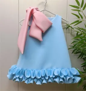 Big bow lace girl princess dress for Birthday party clothes Other colors can be customized