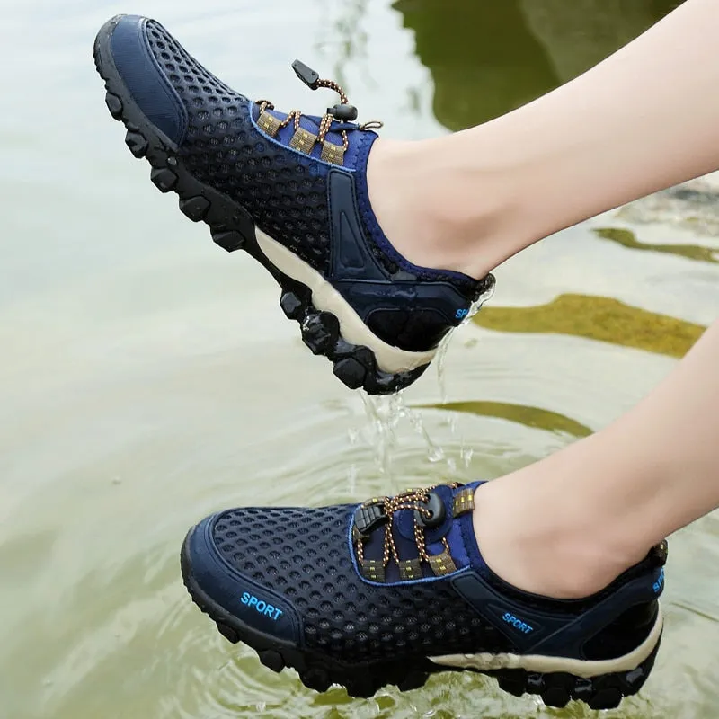 Brand Summer Men's Shoes Mesh Breathable Men Sneakers Outdoor Non-slip Hiking Shoes Breathable Light Wading Shoes Moccasins