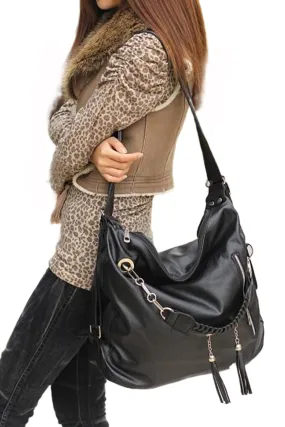 Faux Leather Crossbody Hobo Bag